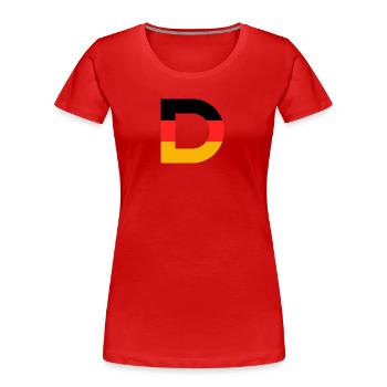 Deutsche Sport Mannschaften - Gib mir ein D! - Frauen Premium Bio T-Shirt - Rot - Vorne - Mia (176cm)