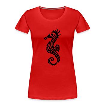 TAHITIAN SEA HORSE (tribal collection) - Women's Premium Organic T-Shirt - red - Front - Mia (176cm)