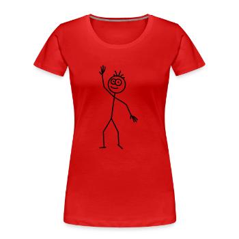 Happy Stick Figure - Frauen Premium Bio T-Shirt - Rot - Vorne - Mia (176cm)