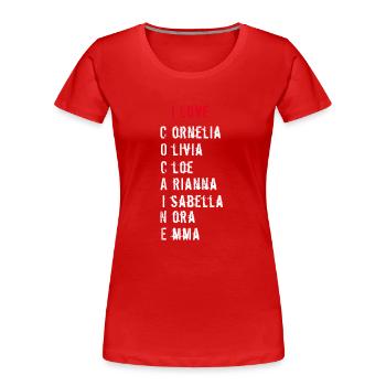 Ich liebe Kokain | weißer Text - Frauen Premium Bio T-Shirt - Rot - Vorne - Mia (176cm)