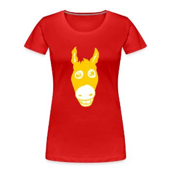 Jaune âne souriant - T-shirt bio Premium Femme - rouge - Devant - Mia (176cm)