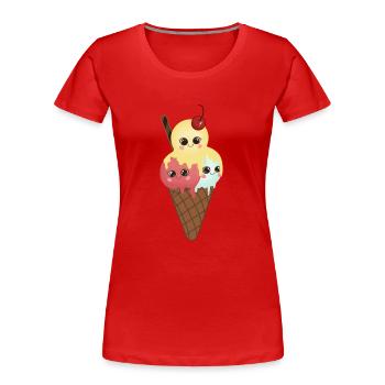 Drôles de boules de glace dans un cornet - T-shirt bio Premium Femme - rouge - Devant - Mia (176cm)