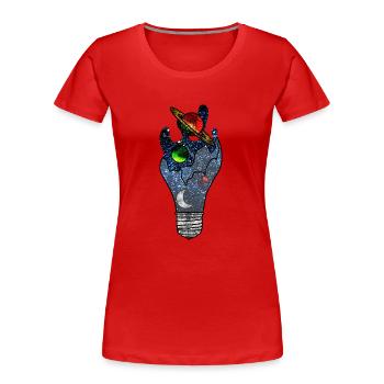 Idée Cosmique - T-shirt bio Premium Femme - rouge - Devant - Mia (176cm)