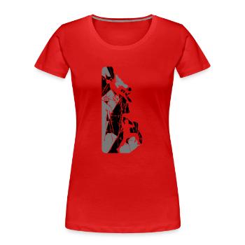 risse rayures cool nuit lune soleil soir équipe paa - T-shirt bio Premium Femme - rouge - Devant - Mia (176cm)