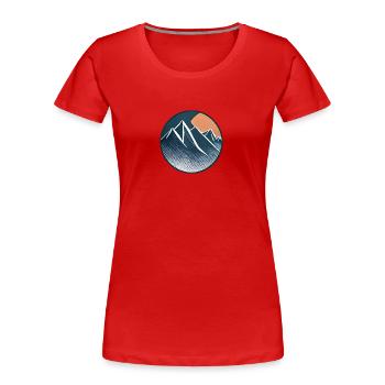 Graphique de montagne dessiné bleu avec rayures - T-shirt bio Premium Femme - rouge - Devant - Mia (176cm)