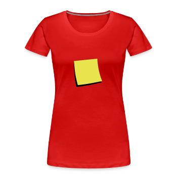 sticky note - add text - Frauen Premium Bio T-Shirt - Rot - Vorne - Mia (176cm)