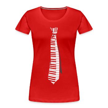 Piano Pianist Funny Keyboard Tie - Women's Premium Organic T-Shirt - red - Front - Mia (176cm)