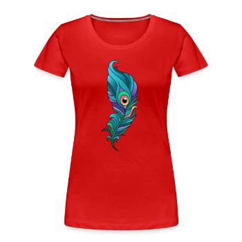 Plume de paon colorée - T-shirt bio Premium Femme - rouge - Devant - Mia (176cm)