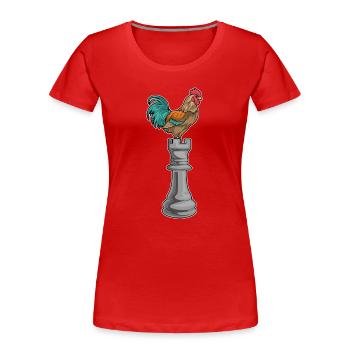 Coq Pièces d’échecs Tour Échecs - T-shirt bio Premium Femme - rouge - Devant - Mia (176cm)