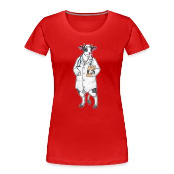 Kuh Arzt Stethoskop - Frauen Premium Bio T-Shirt - Rot - Vorne - Mia (176cm)