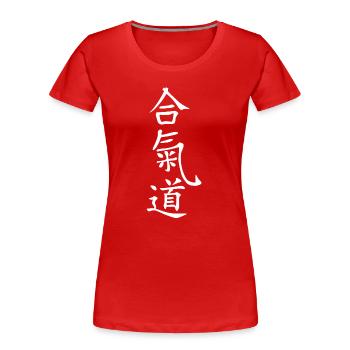 Aikido Kanji Schriftzug - Frauen Premium Bio T-Shirt - Rot - Vorne - Mia (176cm)