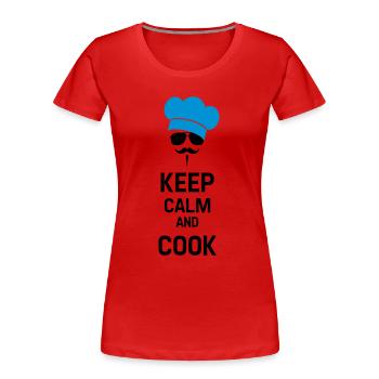 Cook with Moustache - Women's Premium Organic T-Shirt - red - Front - Mia (176cm)