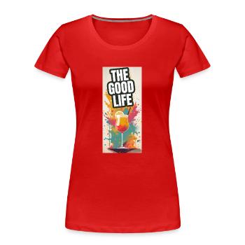 La bonne vie Happy Hour Cocktail - T-shirt bio Premium Femme - rouge - Devant - Mia (176cm)