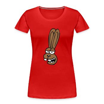 Hase Kaninchen Häschen Cartoon albern Hasenzähne - Frauen Premium Bio T-Shirt - Rot - Vorne - Mia (176cm)