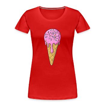 Crème glacée | Glace rose rose avec pépites | Glaces - T-shirt bio Premium Femme - rouge - Devant - Mia (176cm)