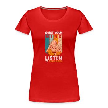 Yoga Paix Spirituel Hindou - T-shirt bio Premium Femme - rouge - Devant - Mia (176cm)