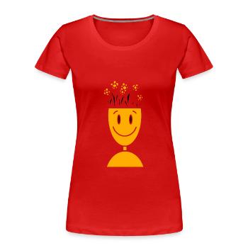 Freude - Frauen Premium Bio T-Shirt - Rot - Vorne - Mia (176cm)