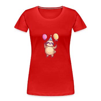 Faultier Geburtstag Baby - Frauen Premium Bio T-Shirt - Rot - Vorne - Mia (176cm)