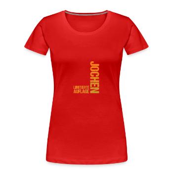 Jochen - T-shirt bio Premium Femme - rouge - Devant - Mia (176cm)