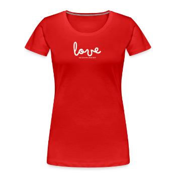 AIMEZ LA RUÉE VERS LE SUCRE ULTIME - T-shirt bio Premium Femme - rouge - Devant - Mia (176cm)