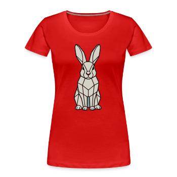 Geometric Bunny Low Poly Modern - T-shirt bio Premium Femme - rouge - Devant - Mia (176cm)