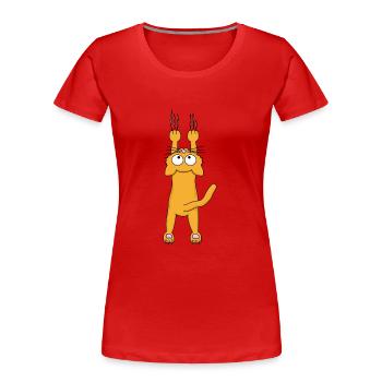 Orange Katze - Frauen Premium Bio T-Shirt - Rot - Vorne - Mia (176cm)