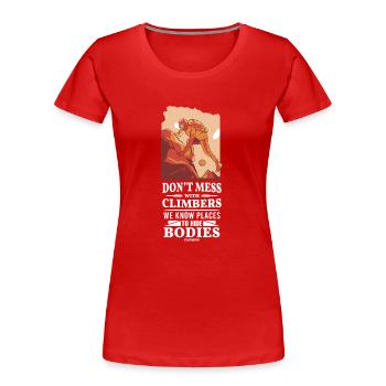 Escalade Alpes Nature Cadeau d’escalade - T-shirt bio Premium Femme - rouge - Devant - Mia (176cm)