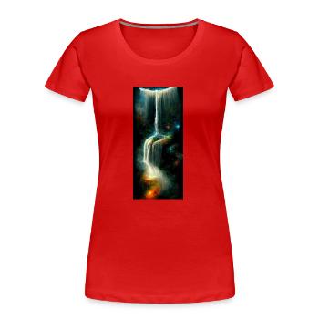 Création de l'univers - T-shirt bio Premium Femme - rouge - Devant - Mia (176cm)