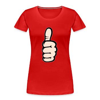 Alles klar OK Hand Symbol - Frauen Premium Bio T-Shirt - Rot - Vorne - Mia (176cm)