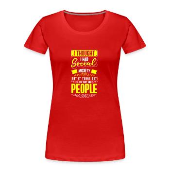 Haine Foule Misanthropie Méchante - T-shirt bio Premium Femme - rouge - Devant - Mia (176cm)