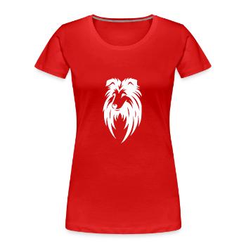 Langhaarhund Collie im Tribal Tattoo Style - Frauen Premium Bio T-Shirt - Rot - Vorne - Mia (176cm)