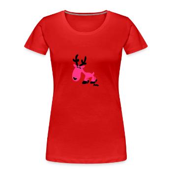 Rentier Rudi (c) - Frauen Premium Bio T-Shirt - Rot - Vorne - Mia (176cm)