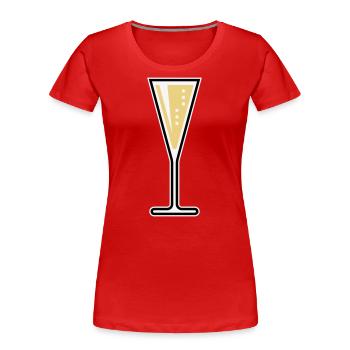 Glass Of Sparkling Wine (Funnel / Closed / 3C) - Women's Premium Organic T-Shirt - red - Front - Mia (176cm)