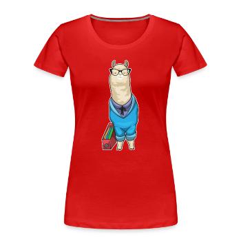 Alpaka Sekretärin Ordner Büro - Frauen Premium Bio T-Shirt - Rot - Vorne - Mia (176cm)