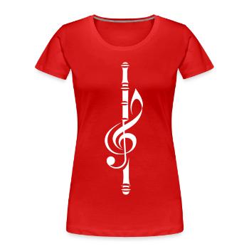 Flute Music Sketch - Women's Premium Organic T-Shirt - red - Front - Mia (176cm)