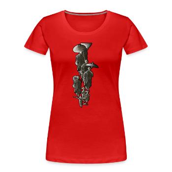 Geisha Silhouetten mit Schirmen - Frauen Premium Bio T-Shirt - Rot - Vorne - Mia (176cm)