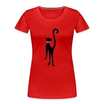 retro cat silhouette by Patjila - Frauen Premium Bio T-Shirt - Rot - Vorne - Mia (176cm)