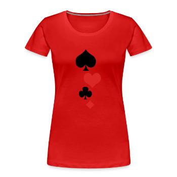 Karten 1 - Frauen Premium Bio T-Shirt - Rot - Vorne - Mia (176cm)