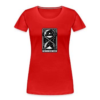 Le temps est une danse cosmique - T-shirt bio Premium Femme - rouge - Devant - Mia (176cm)