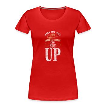 Country Sheriff Dressur Westernreiten - Frauen Premium Bio T-Shirt - Rot - Vorne - Mia (176cm)