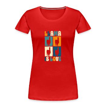 Llama Nutztier Südamerika Sanft - Frauen Premium Bio T-Shirt - Rot - Vorne - Mia (176cm)