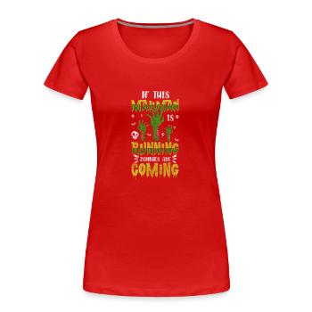 Postman, parcel service, courier - Women's Premium Organic T-Shirt - red - Front - Mia (176cm)