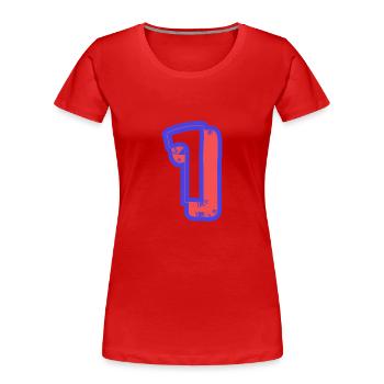 1. 1 AN. 1er ANNIVERSAIRE. ANNIVERSAIRE 1 AN - T-shirt bio Premium Femme - rouge - Devant - Mia (176cm)