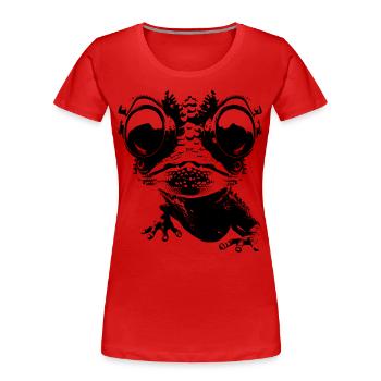 Gecko, Robot, Cyborg, Lunettes, Lézard, Animal, Humour - T-shirt bio Premium Femme - rouge - Devant - Mia (176cm)