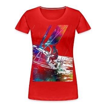 Art de course de yacht sport #yachting - T-shirt bio Premium Femme - rouge - Devant - Mia (176cm)