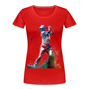 Golfspieler Sport #golf #sport - Frauen Premium Bio T-Shirt - Rot - Vorne - Mia (176cm)