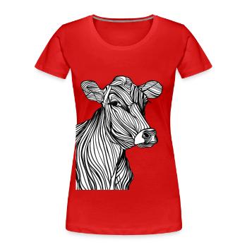 Art Lines #cow - Frauen Premium Bio T-Shirt - Rot - Vorne - Mia (176cm)