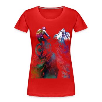 Cyclisme Article de sport à vélo #cycling #sport #biking - T-shirt bio Premium Femme - rouge - Devant - Mia (176cm)