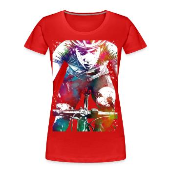 Sport : cyclisme, art - T-shirt bio Premium Femme - rouge - Devant - Mia (176cm)