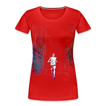 Marathonien, sport, art, #runner #sport - T-shirt bio Premium Femme - rouge - Devant - Mia (176cm)